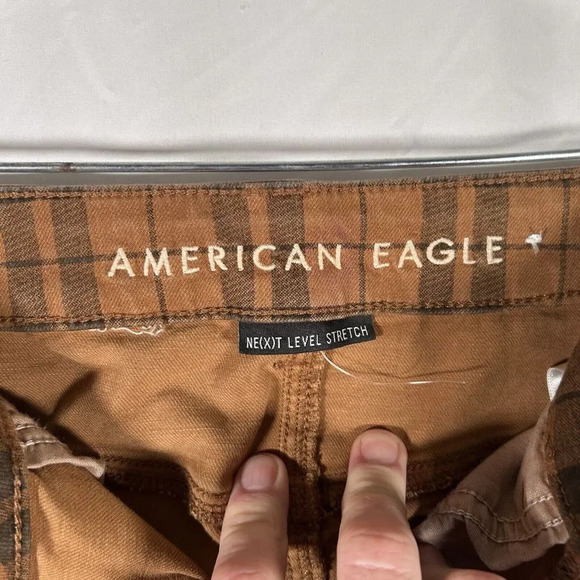 American Eagle Jeggings Women's 2 Brown Plaid Next Level Stretch Mid Rise - Picture 5 of 10